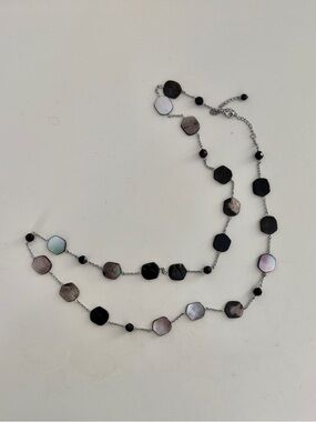 Lia Sophia Black Mother-of-Pearl Station Necklace